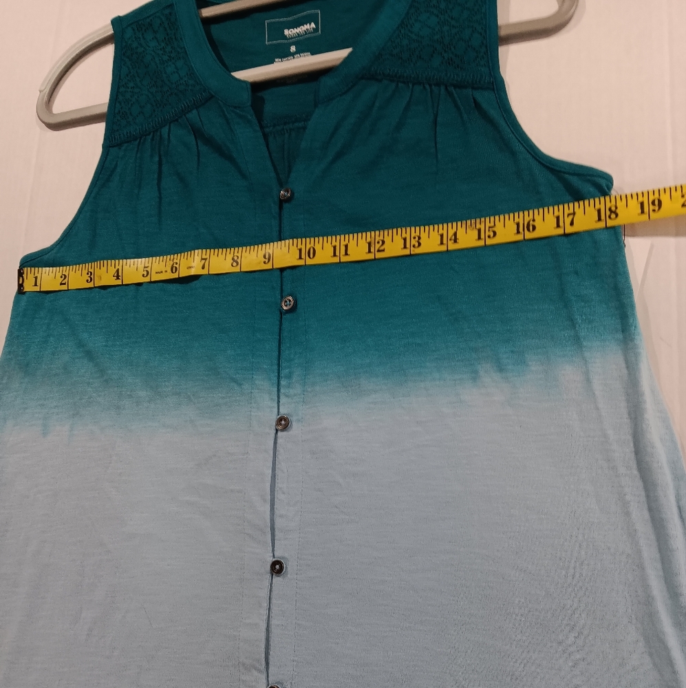 Sonoma Women's (Size S) Blue Ombre Sleeveless Button Top (NWT) - Picture 6 of 7